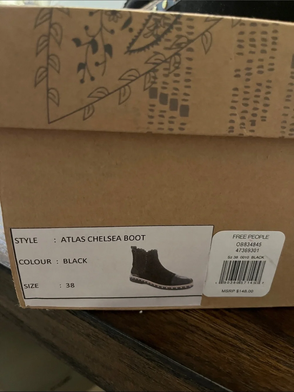 NWT Free People Black Suede & Patent Cap-Toe Studded Atlas Chelsea Boot